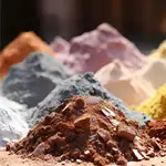 A close-up of crushed mineral organized into piles.