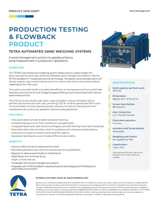 Product data sheet for TETRA automated sand weighing system.