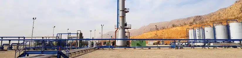 A facility with tanks and pipes for Water and Flowback operations.